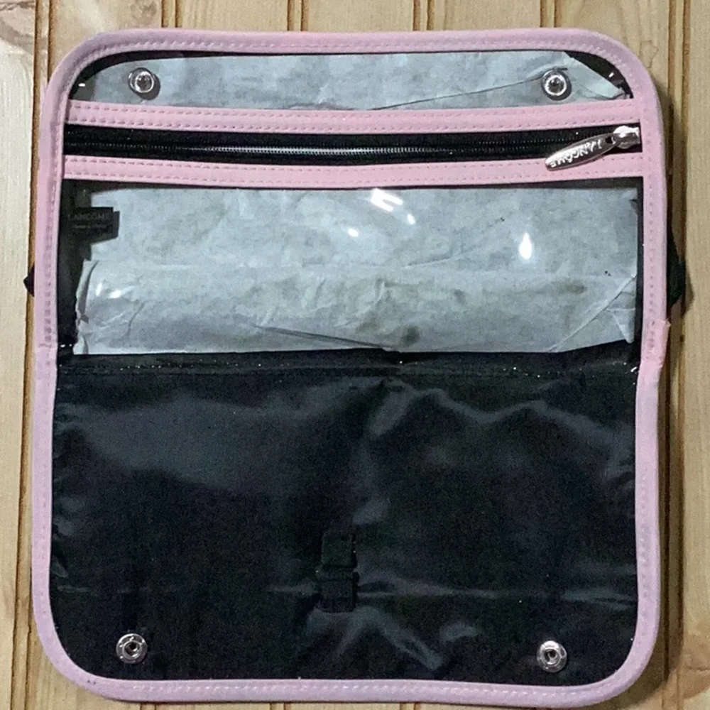 Lancôme Pink & Black Zippered Travel Makeup‎ Cosmetic Case Bag NWT